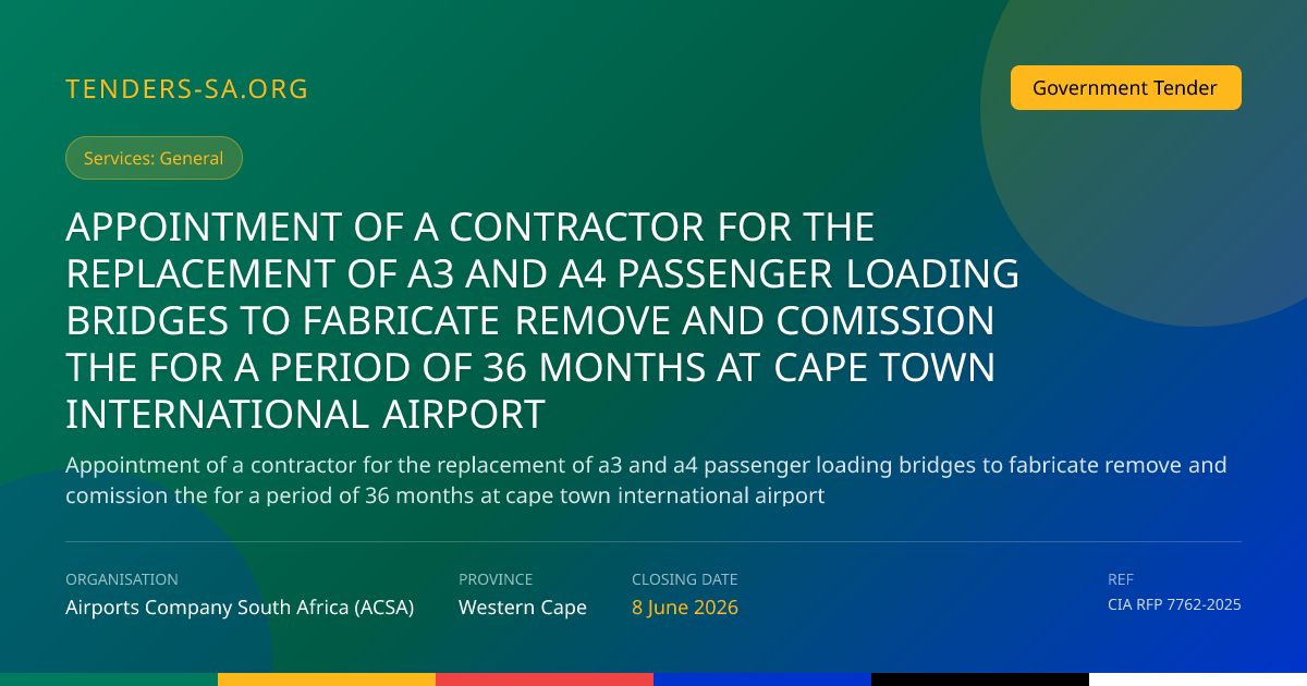 Closed: Acsa cape town airport a3 a4 loading bridges tender