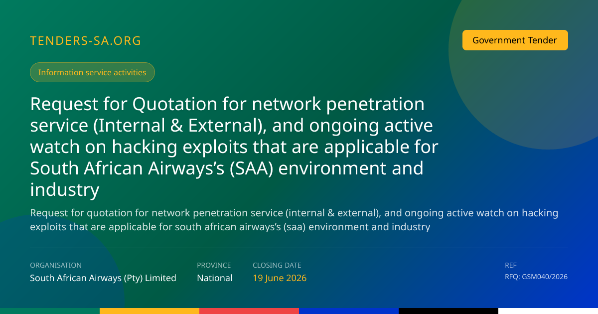 Closed: Saa network penetration testing RFQ GSM040/2026 national