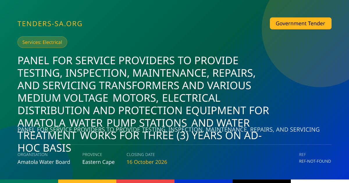 Amatola Water Panel for HV Electrical Services – Eastern Cape Tender
