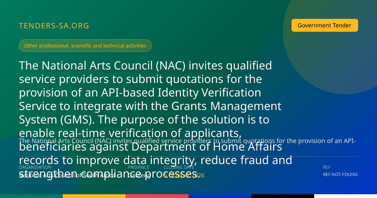 National Arts Council: API Identity Verification, Gauteng