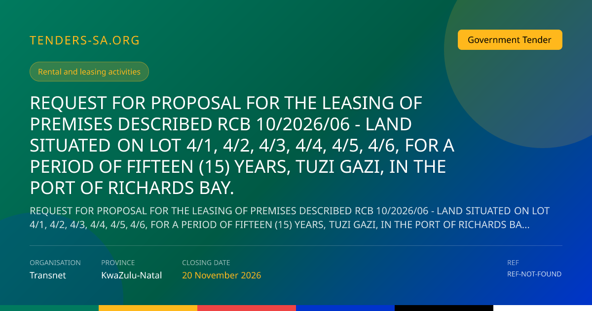 Tender Application Workspace | Tenders SA