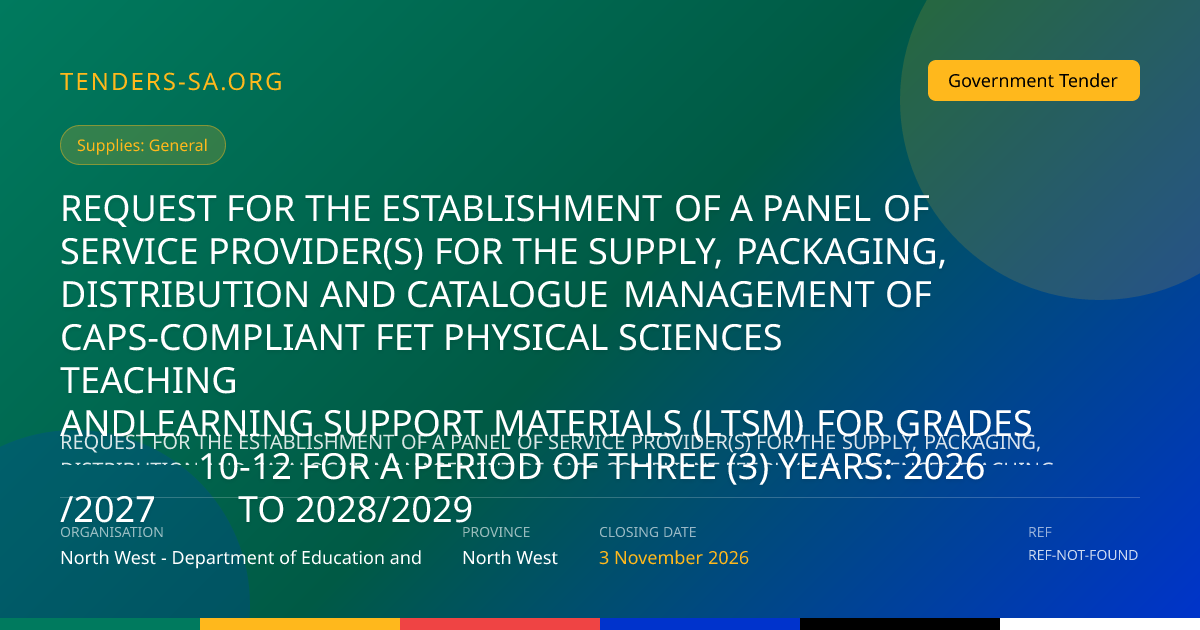 Tender Application Workspace | Tenders SA
