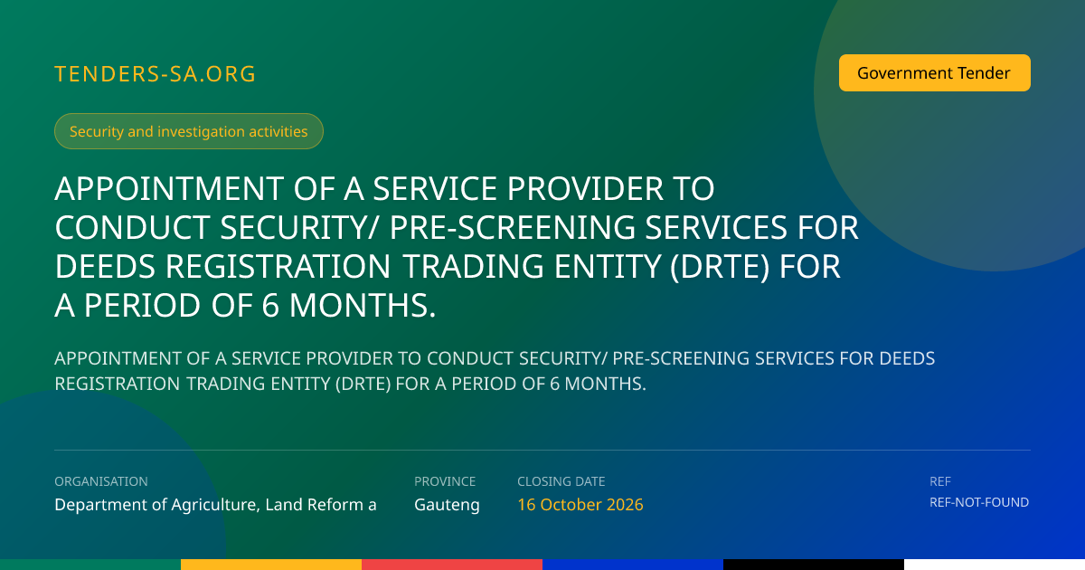 Tender Application Workspace | Tenders SA