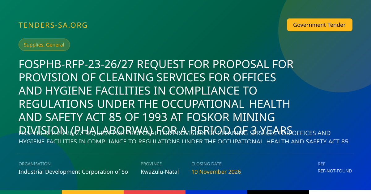 Cleaning Services Tender at Foskor Mining, Phalaborwa