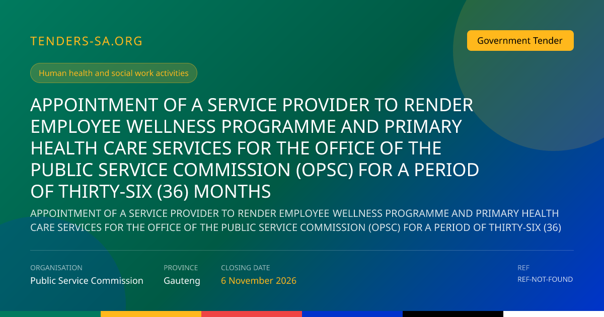 Tender Application Workspace | Tenders SA