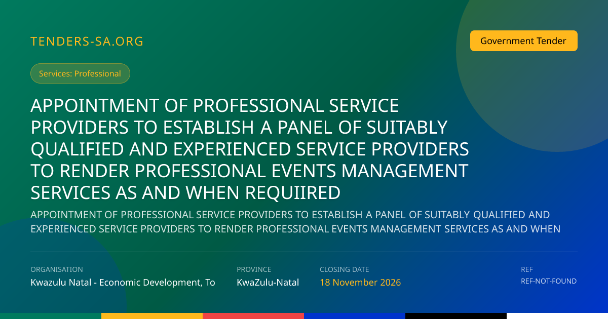 Tender Application Workspace | Tenders SA