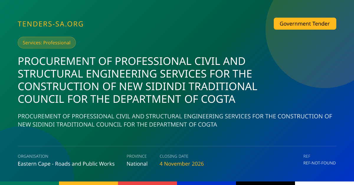 Tender Application Workspace | Tenders SA