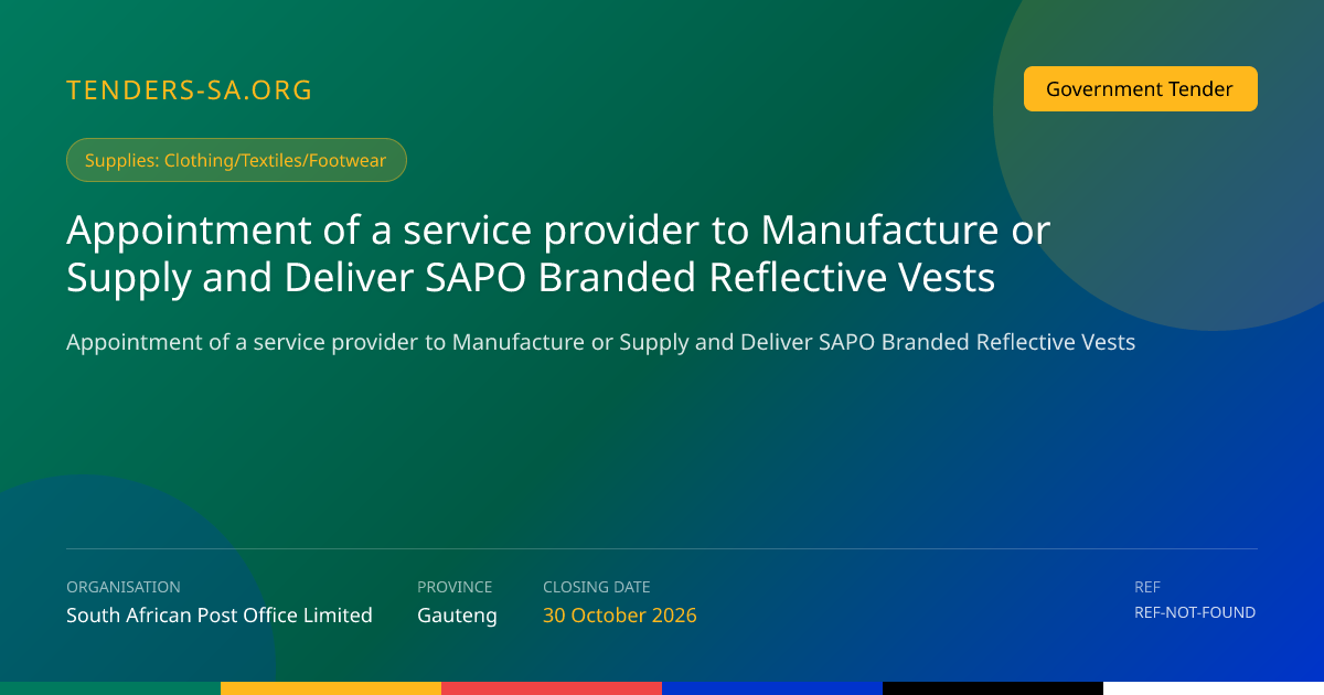 SAPO Reflective Vests RFQ - National Tender
