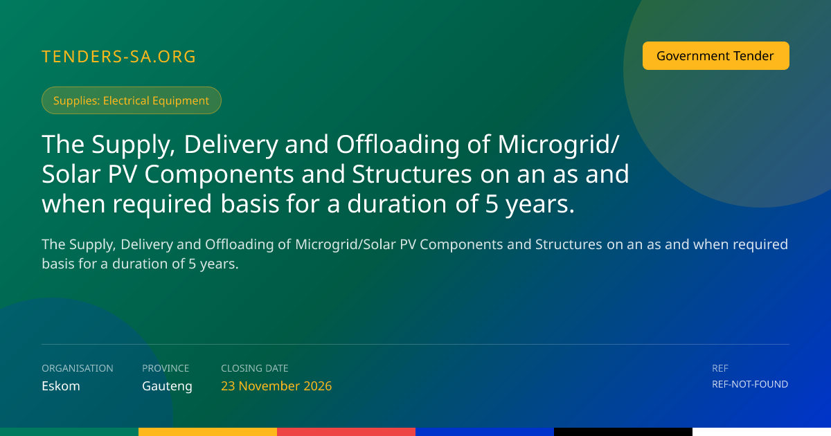 Eskom Microgrid/Solar PV Components Tender – Gauteng