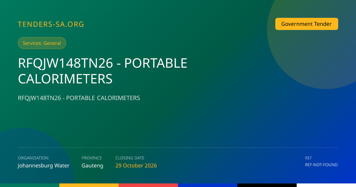 RFQJW148TN26 Portable Calorimeters - Johannesburg Water