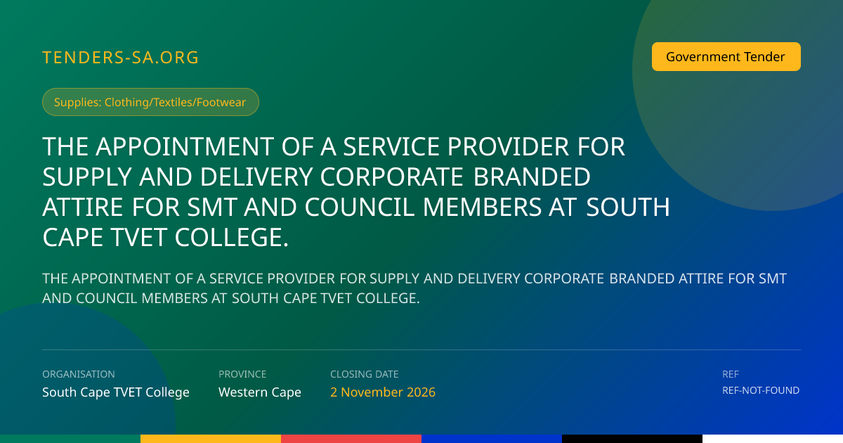 Tender Application Workspace | Tenders SA