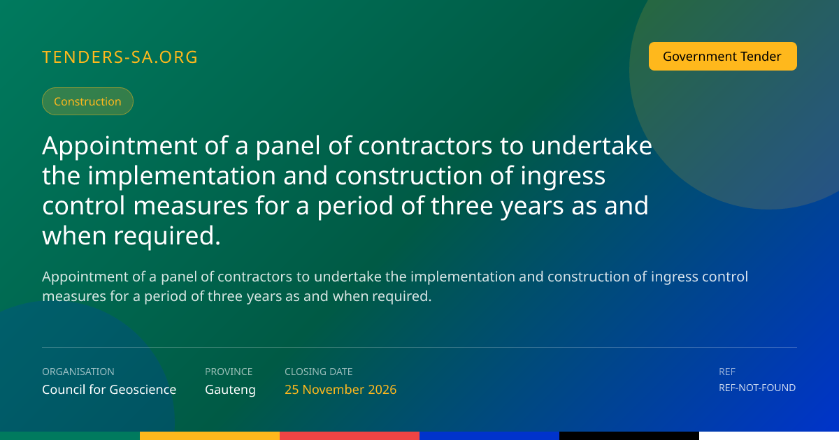 Appointment of a panel of contractors to undertake the implementation ...