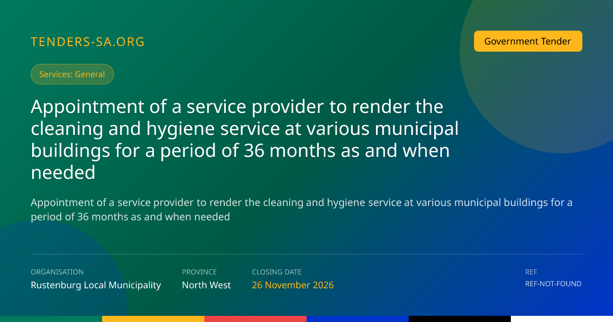 Appointment of a service provider to render the cleaning and hygiene ...