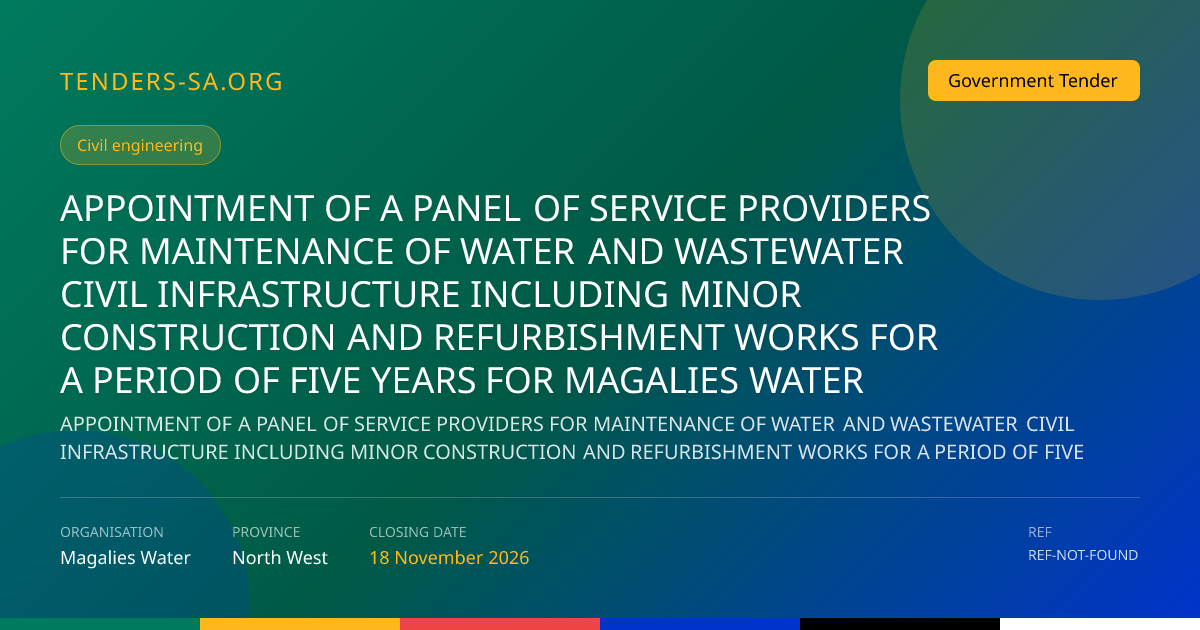 APPOINTMENT OF A PANEL OF SERVICE PROVIDERS FOR MAINTENANCE OF WATER ...