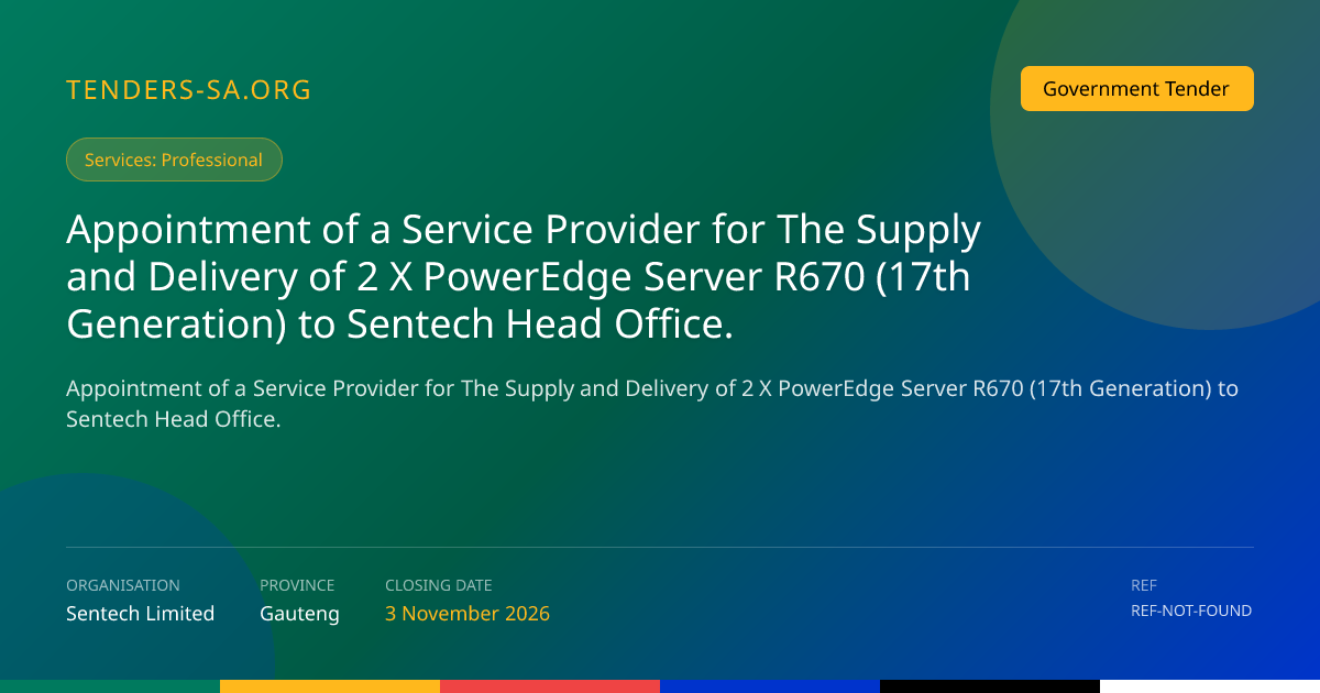 Appointment of a Service Provider for The Supply and Delivery of 2 X ...