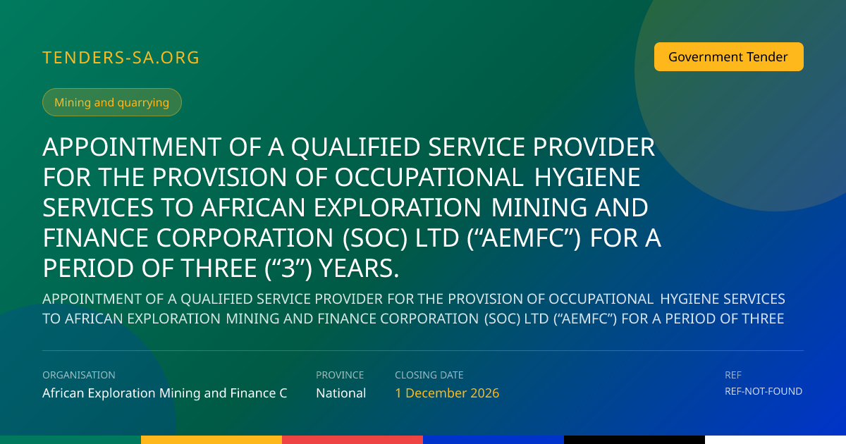 AEMFC Occupational Hygiene Services Tender (3-Year)
