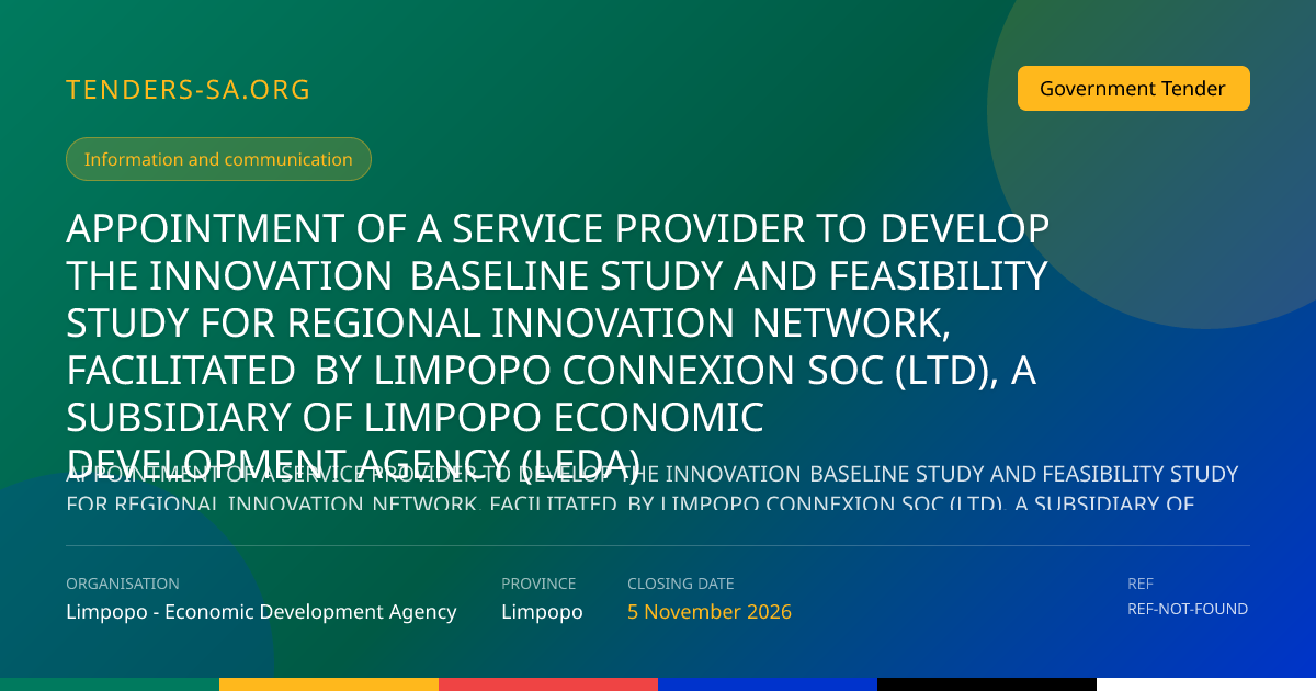 Innovation Baseline & Feasibility Study Tender, Limpopo