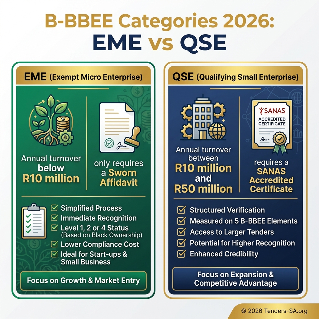 B-BBEE Categories 2026: EME vs QSE Comparison